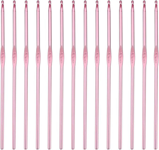 HEYLEAYAR 3.5MM Aluminum Crochet Hooks 14PCS, Aluminum Crochet Needle Size 5, Crochet Hooks Bulk for Knitting Craft Yarn Contribute to Beginners