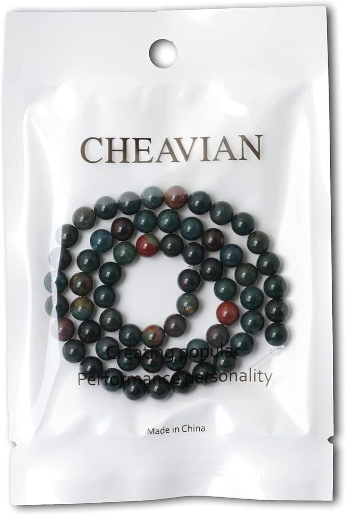 cheavian 60pcs 6mm natural indian bloodstone round loose beads for jewelry making diy bracelet necklace materials 1 strand 15"