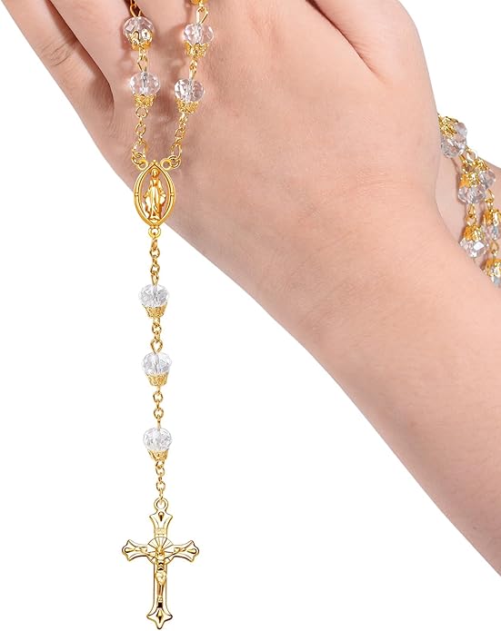 60Pcs/30Sets Rosary Making Kits Supplies Religion Cross and Center Medal Charms Jesus Crucifix Oval Alloy Pendant for Diy Prayer Necklace Catholic Jewelry