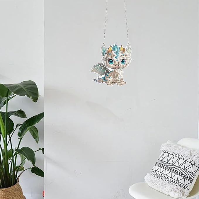 TDFERAN Diamond Painting Pendant Dinosaur DIY Gem Art Hanging Handmade Art Decoration Kit Garden Window Pendant Diamond Painting Wall Hanging Home Decor Hobbies for Womenpainting