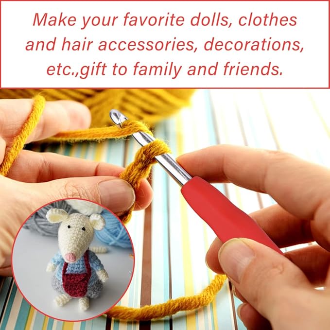4.5 mm Crochet Hook, Ergonomic Handle for Arthritic Hands, Extra Long  Knitting Needles for Beginners and Crocheting Yarn (4.5 mm)