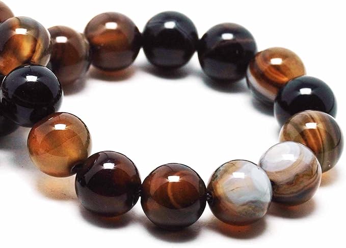 Natural Stone Beads for Jewelry Making - 6mm Gemstone Round Beads for Bracelets(59-62pcs, Brown Stripe Agate)