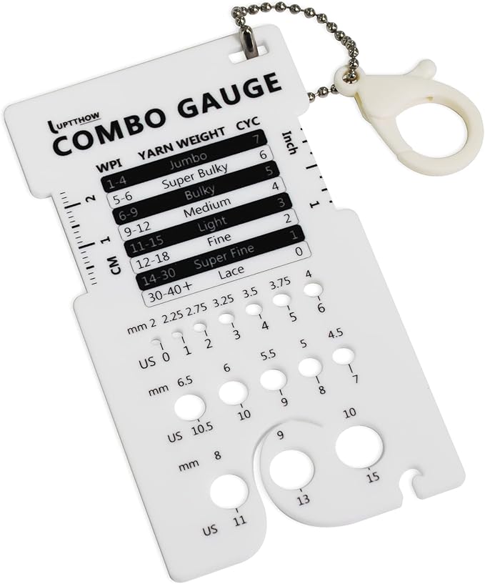 UPTTHOW Knitting Needle Gauge Spinning Control Card Multifunctional Combo Ruler for Spinners Yarn Measuring Tools WPI Guide Gauge Crochet Accessories