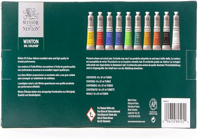 Winsor & Newton Winton Oil Color Paint, Starter Set, 10 x 37ml Tubes, 1.25 Fl Oz (Pack of 10)