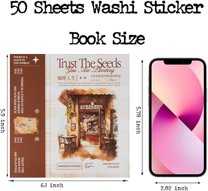 558pcs Coffee Journal Stickers, Ephemera for Junk Journaling Supplies, 50 Sheets Pre-Cut Washi Scrapbook Sticker Book for Scrapbooking, Bujo, Collage, Planners, DIY Art Crafts