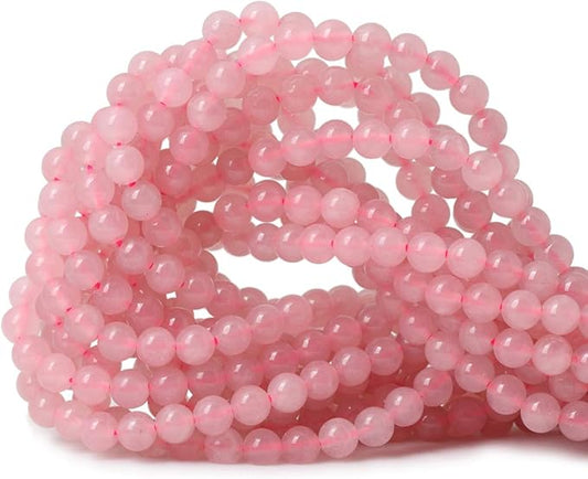 cheavian 60pcs 6mm natural rose quartz gemstone round loose bead pink crystal for jewelry making 1 strand 15"