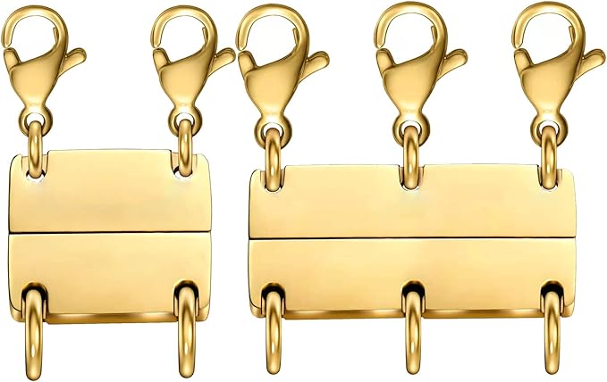 layering necklace clasp,18 k gold and silver separator for stackable necklaces