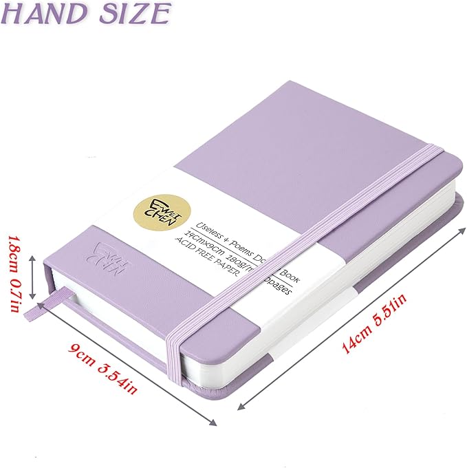 Mix Media Pad,3.5"x5.5" Small Hardcover Leather Art Sketchbook,60 Sheets(112lb/180gsm) Heavyweight Acid Free Artistic Painting Drawing Sketching Paper, Handy Pocket Journal Sketchbook.Taro Purple