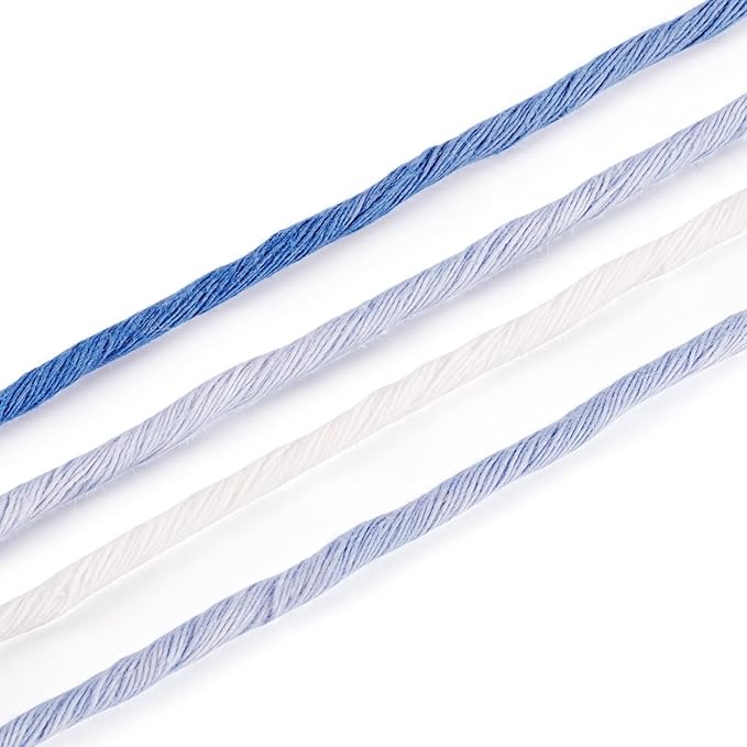 21.87 Yards Blue Single Strand Macrame Cord 3.5mm Gradient Colored Cotton Cord Colorful Twine Bohemia Soft Cotton Rope Yarn for DIY Crafts Knitting Crochet Wall Plant Hanger Home Project