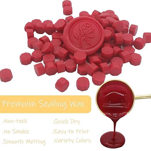 andotopee 600pcs red wax seal beads, premium sealing wax pellets for stamp seals, wedding invitation, letter envelope, greeting card decorations & scrapbook diy crafts