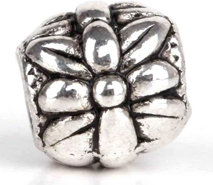 RUBYCA 30pcs Tibetan Silver Tone Spacer Beads Fit European Charms Bracelet Flower