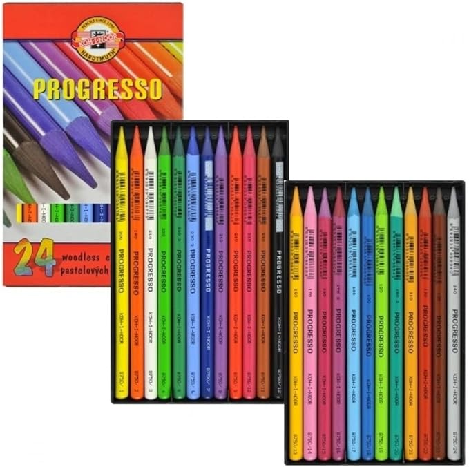 Koh-I-Noor Progresso Woodless Coloured Pencil Set (Set of 24)