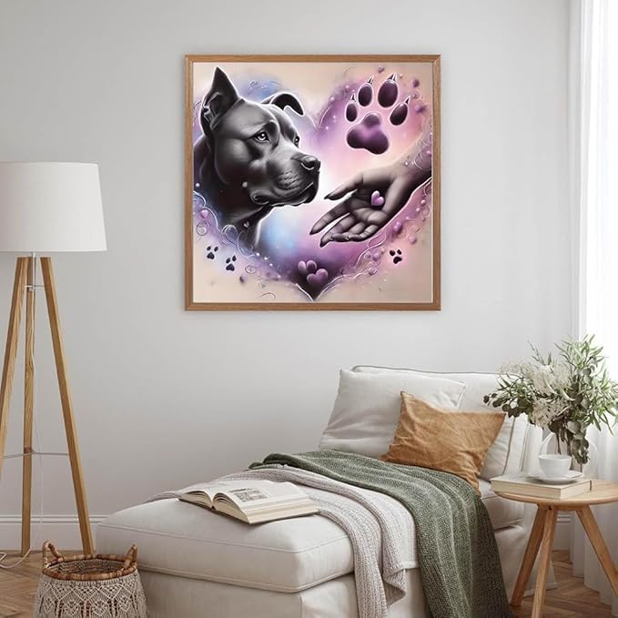 LILEIDECO Diamond Painting Kits for Adults DIY 5D Diamond Art Paint with Round Diamonds Full Drill Gem Art Love Black Dog Painting Kit for Home Wall Decor Gifts 11.8x11.8inch