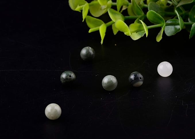 Natural Stone Beads 100pcs 8mm Green Grass Agate Taiwan Green Jade Round Stone Beading Loose Gemstone Hole1mm DIY Smooth Beads for Bracelet Necklace Earrings Jewelry Making (Green Grass Agate, 8mm)