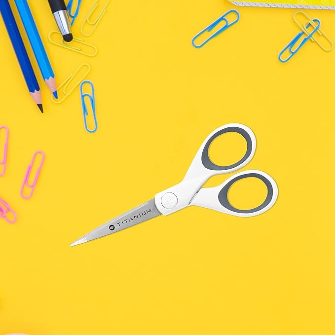 Westcott 5-Inch Micro-Tip Fabric Scissors with Titanium-Bonded Blades - Craft Scissors for Paper and Fabric, Sewing, and More