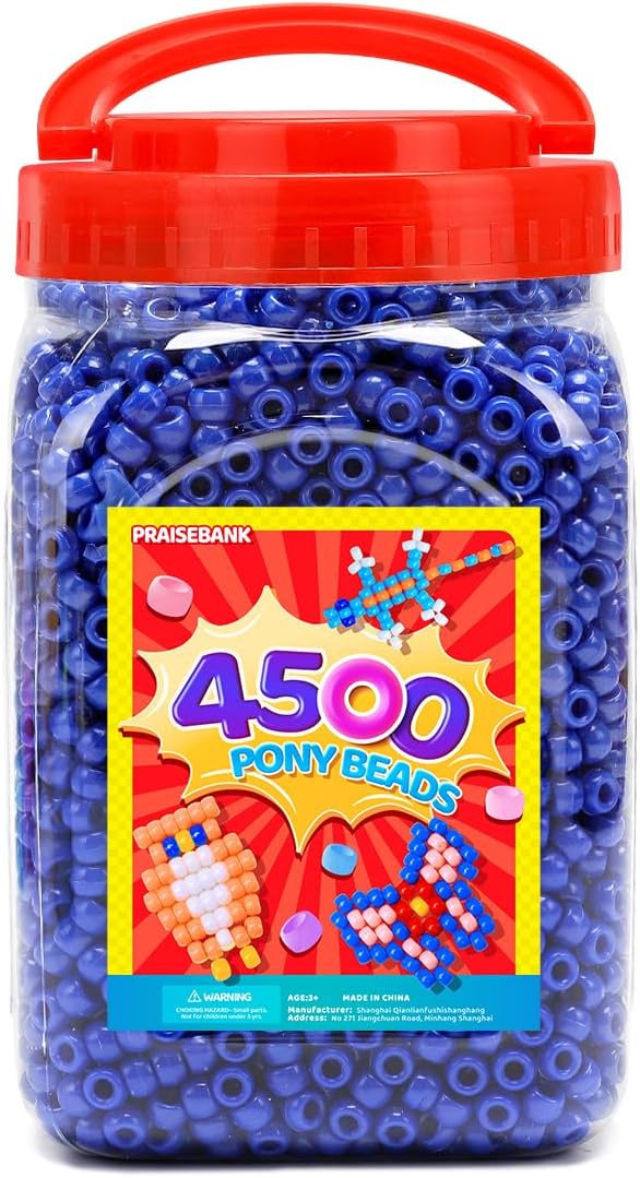 praisebank pony beads, 4500pcs 6x9mm, wholesale beads, bracelets jewelry making, arts & crafts(dark blue)