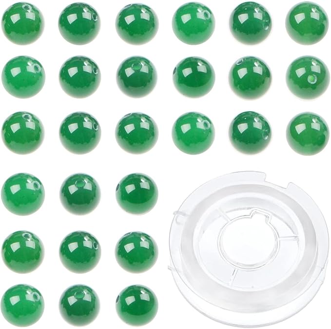 bymitel 8mm natural green agate round beads gemstones genuine with 140pcs diy jewelry making unisex (8mm 140pcs, green agate)