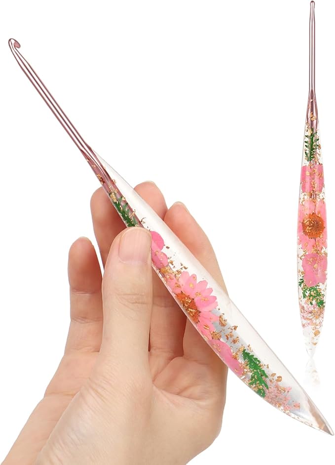 Katech 3.5mm Crochet Hooks with Floral Pattern-Elegant &Unique Crochet Needles-Longer Smooth Glide Crocheting Hook for Arthritic Hands, Beginners & Professional Ideal Crochet Gift(E)
