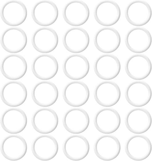 Plastic O Rings 30 Pack, 1 Inch White Craft Ring, Plastic Crochet Hook Circle Ring Curtain Rings for Handbag, Curtain, Craft Projects