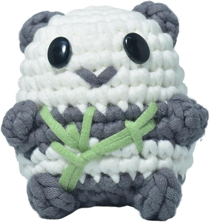 GougouStar Crochet Kit for Beginners, Animal Crochet Kits, Knitting Kit with Step-by-Step Video Tutorials and Crochet Accessories - Amigurumi Beginner Crochet Kit (Gray Panda)