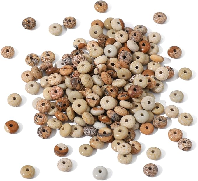 beadia natural brown picture disk stone beads 4x2mm 160pcs rondelle loose semi gemstone beads for jewelry making design