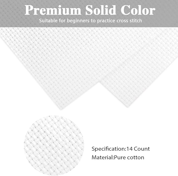 Generic Cross Stitch Aida Cloth, 14 Count, 39 x 59 inches, White