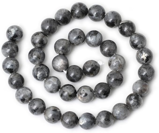 cheavian 35pcs 10mm natural black labradorite gemstone round loose beads crystal energy stone for diy jewelry making 1 strand 15"