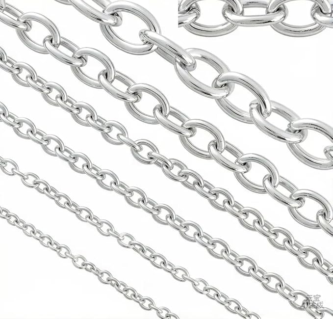 Coiris 33 Feet Stainless Steel Cable Chain for Jewelry Making Bulk, 2.5mm Soldered Link Chain Spool for DIY Necklaces Bracelets Crafts, Anti-Tarnish Metal Chain Roll (No Clasps Included)