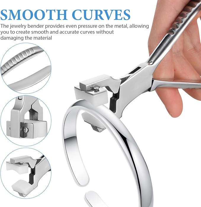 Didiseaon 1 Set Bracelet Bending Tool – Metal Jewelry Making Pliers & Bender Bar Kit for DIY Cuffs, Crafting Presents (Silver Shaping Supplies)