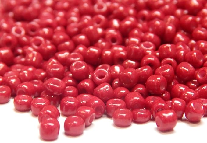 Perlin Glass Seed Beads 4mm 6/0 Round 1100pcs Mini Small Pony Spacer Beads Kit for Jewelry Making Earrings Bracelets Pendants Waist DIY Handmade (Wine Red Opaque)