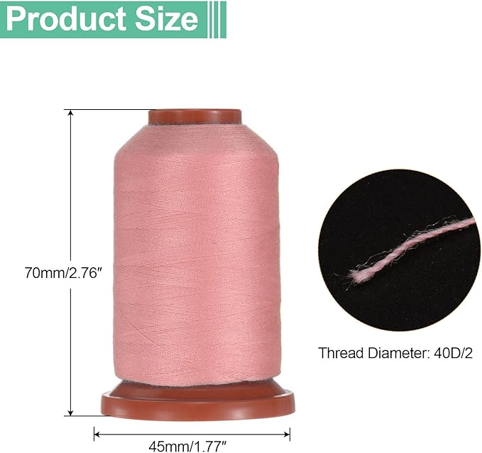 uxcell 40D/2 Sewing Thread 1100 Yards Polyester Household Sewing String Hand Stitching Polyester Cord for Clothing Stitching Shoe Bag Repairing DIY Craft Blossom Pink
