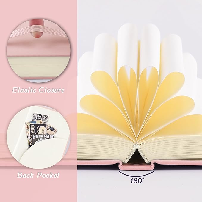 Mix Media Pad,3.5"x5.5" Small Hardcover Leather Art Sketchbook,105 GSM 200 Sheets/400 Pages Acid Free Artistic Painting Drawing Sketching Writing Paper, Handy Pocket Journal Notebook.Pink