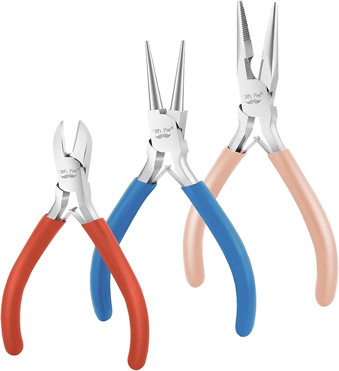 Mr. Pen- Jewelry Making Kit, 3 Pack Pliers, Mini Wire Cutters, Chain Nose and Craft Pliers for Earrings and Jewelry