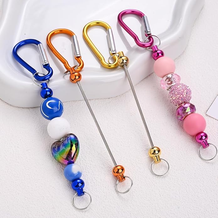 PIPITREE 22 PCS Beadable Keychains Bars Bulk 11 Colors DIY Beaded Keychain Making Kit for Women & Men