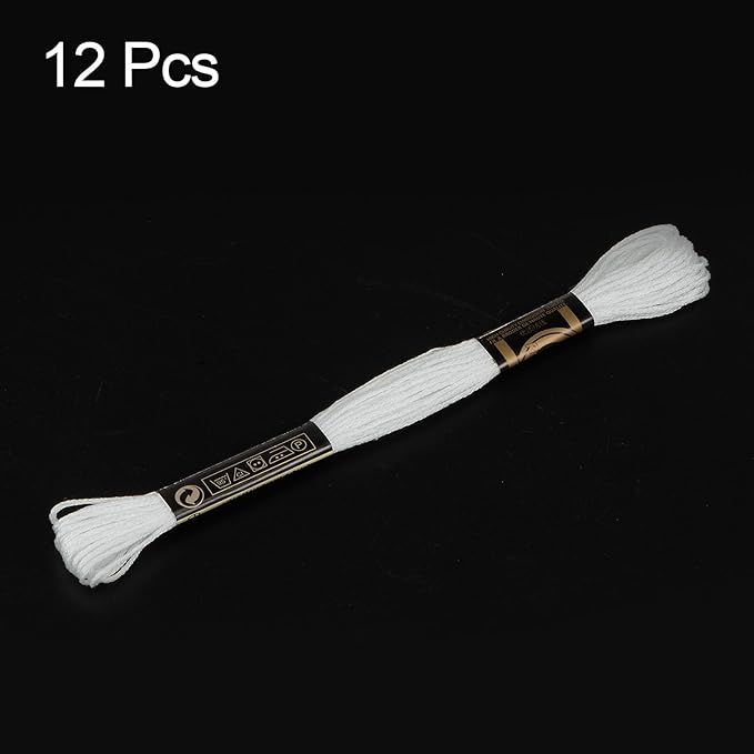 HARFINGTON 12 Skeins Embroidery Floss 8.75yds(8m) Egyptian Long-Staple Cotton Cross Stitch Thread for Sewing DIY Bracelet Yarn String and Crafts, Mint Cream(6001)