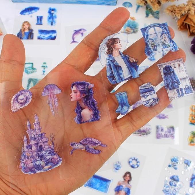 428Pcs Summer Scrapbook Stickers for Scrapbooking Supplies, 100 Sheets Transparent PET Scenery Journal Stickers for Journaling, Junk Journal, Scrap Book, Card Making, Collage, DIY Crafts Arts