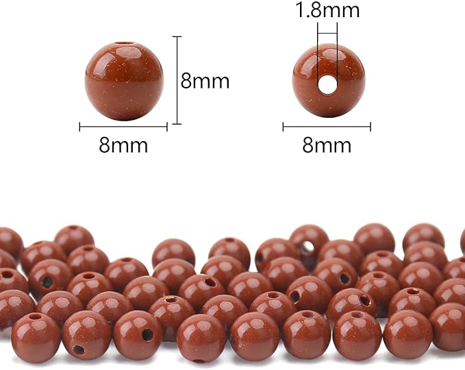 bonny boxx 500pcs 8mm smooth brown acrylic round beads, plastic resin bubblegum balls chunky gumball beads for necklace and bracelet making, crafting supplies
