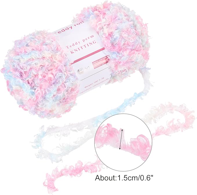 MECCANIXITY 2 Skeins Fur Yarn Soft Fluffy Chunky Yarn Fuzzy Eyelash Yarn Colorful for Crocheting Knit Clothes Bag - 55Yard/50m, 3.35ozx2