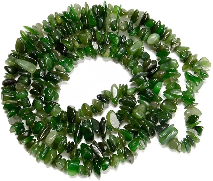 7-8mm Natural Green Canada Jade Gemstone Chips Beads Healing Crystals Waist Bracelets Necklace Kit Irregular Stone DIY Crafts Design Jewelry Making