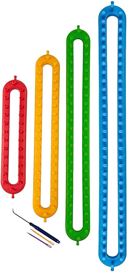 Wayion Knitting Loom Set with Hook Needle Kit Yarn Cord Knitter 4 Hat Looms Long Knitting Loom DIYfor Scarf Sweater Shawl Blankets