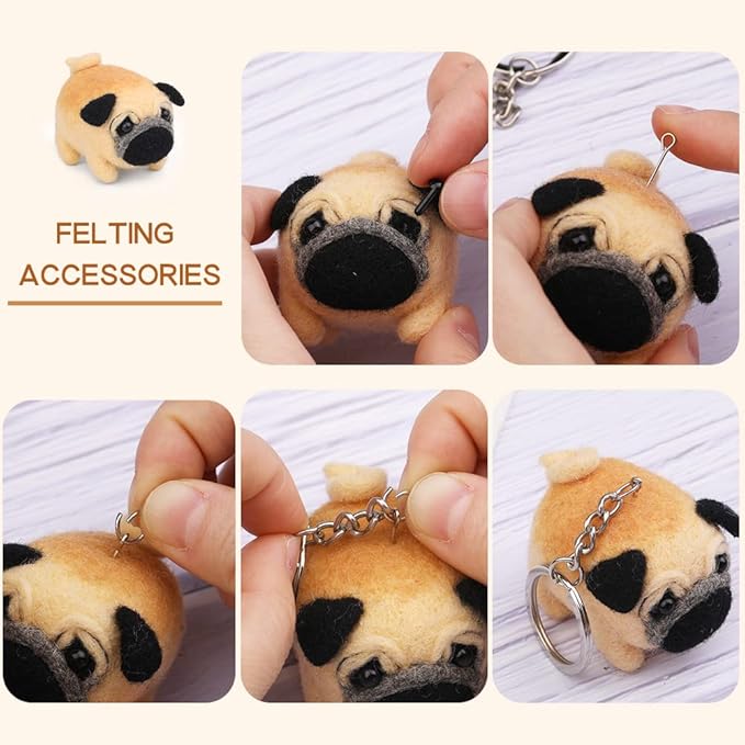 QMNNMA Needle Felting Kits, Needle Felting Supplies Kits with Tools, Animals Needle Felting Set with Foam Mat, Felting Kit for DIY Handcraft and Craft Project