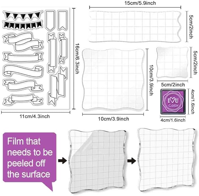 29 Pcs Journal Stamps for Crafting Card Making Supplies Set Include 3 Acrylic Clear Stamp Blocks, 6 Clear Silicone Stamps Seals, 20 Craft Ink Pads Calendar Planner Stamp for DIY