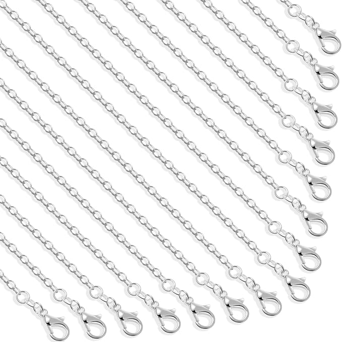 selizo 30 Pack Jewelry Making Chains Necklace Chain Bulk Silver Plated Necklace Chains for Necklace Jewelry Making, 1.2 mm (24 Inches)