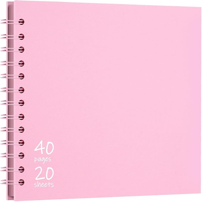 Vienrose DIY Scrapbook Album 8x8 Inch Hardcover Kraft Paper Scrap Book Photo Albums with 40 Blank Pages for Wedding Baby Shower, Pink