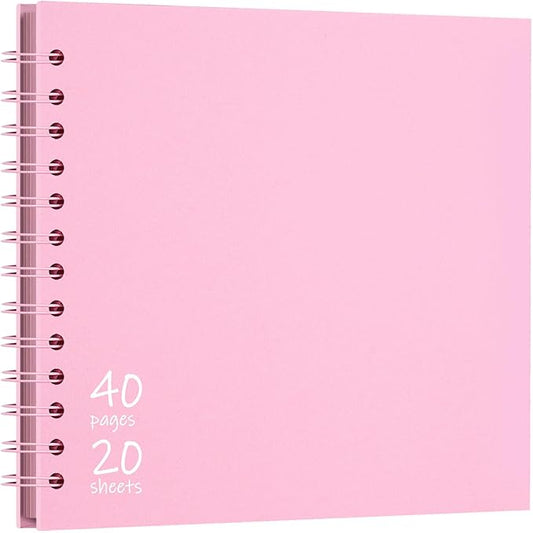 Vienrose DIY Scrapbook Album 8x8 Inch Hardcover Kraft Paper Scrap Book Photo Albums with 40 Blank Pages for Wedding Baby Shower, Pink