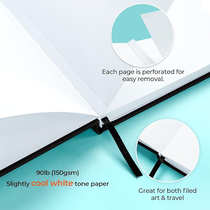 Ohuhu Double-Sided Marker Pad Art Sketchbook Bleedproof - 8.5"x11" Large Paper Size - 90 lb/150 gsm Smooth Drawing Paper - 60 Sheets/120 Pages - Hardcover Sketching Book for Alcohol Markers Paints