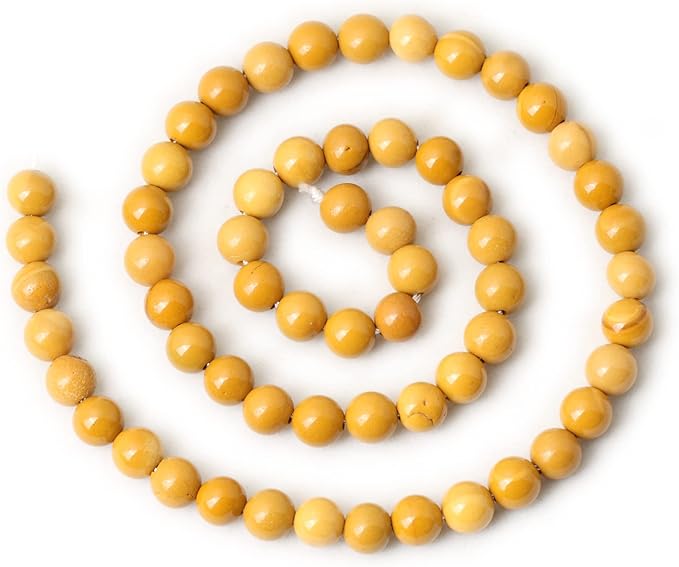 cheavian 60pcs 6mm natural yellow moonkaite jasper gemstone smooth surface round loose beads for jewelry making 1 string 15 inches