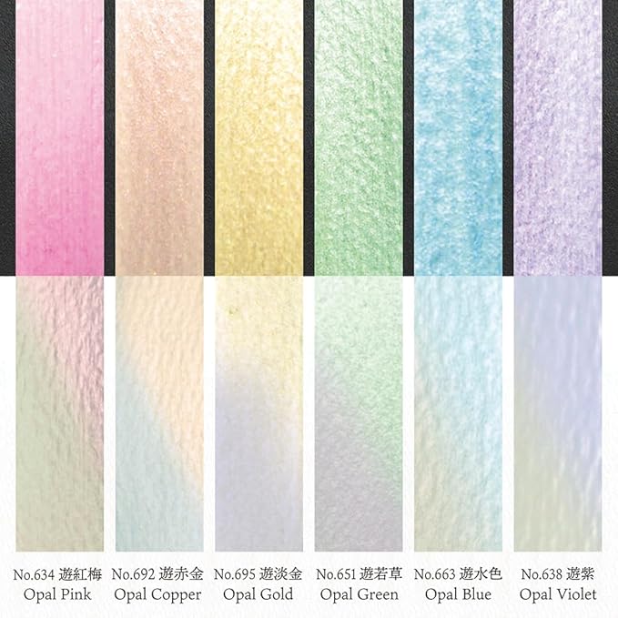 Kuretake GANSAI TAMBI OPAL COLORS, 6 colors set, Watercolor paint for Professional, for artists and crafters,Illustrations, Drawing, Lettering, Made in Japan