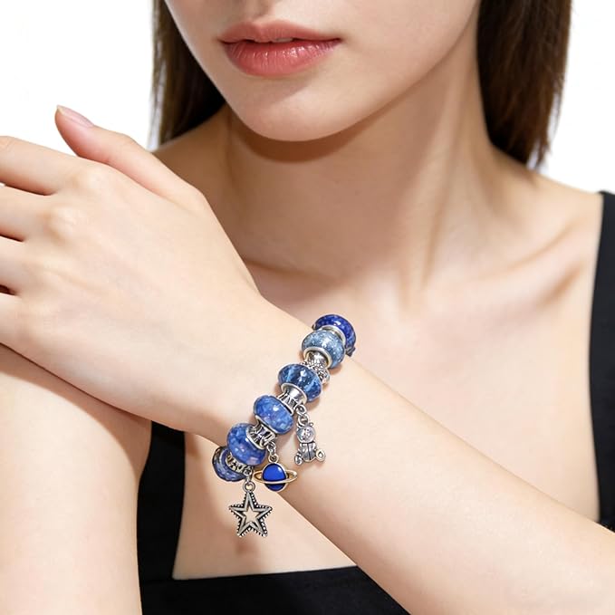 Exway 10 Pcs Snake Charm Bracelet Chain 6.5 Inch Silver Charm Bracelet Kit Snake Chain Bracelets Chains for Christmas DIY Women Jewelry Making Gifts ﻿