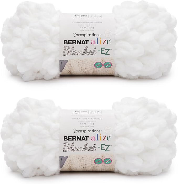 Product Name: Bernat Alize Blanket-EZ Super Soft Looped Yarn for Beginners, Hand Knitting- No Needles or Hooks Needed, White 2 Pack